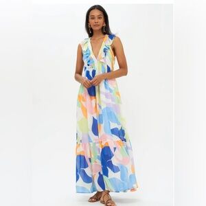 OLIPHANT Maxi Dress - V Neck - Moma White size S NEW